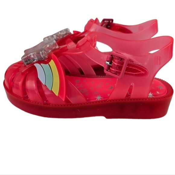 NEW Mini Melissa Pink, Silver Sparkly Star & Rainbow Sandal, Size 9, New in Box - Picture 6 of 14